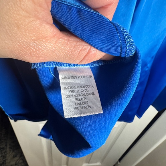 Caroline Constas Royal Blue Satin Button-Down Blouse | US S - Picture 3 of 6